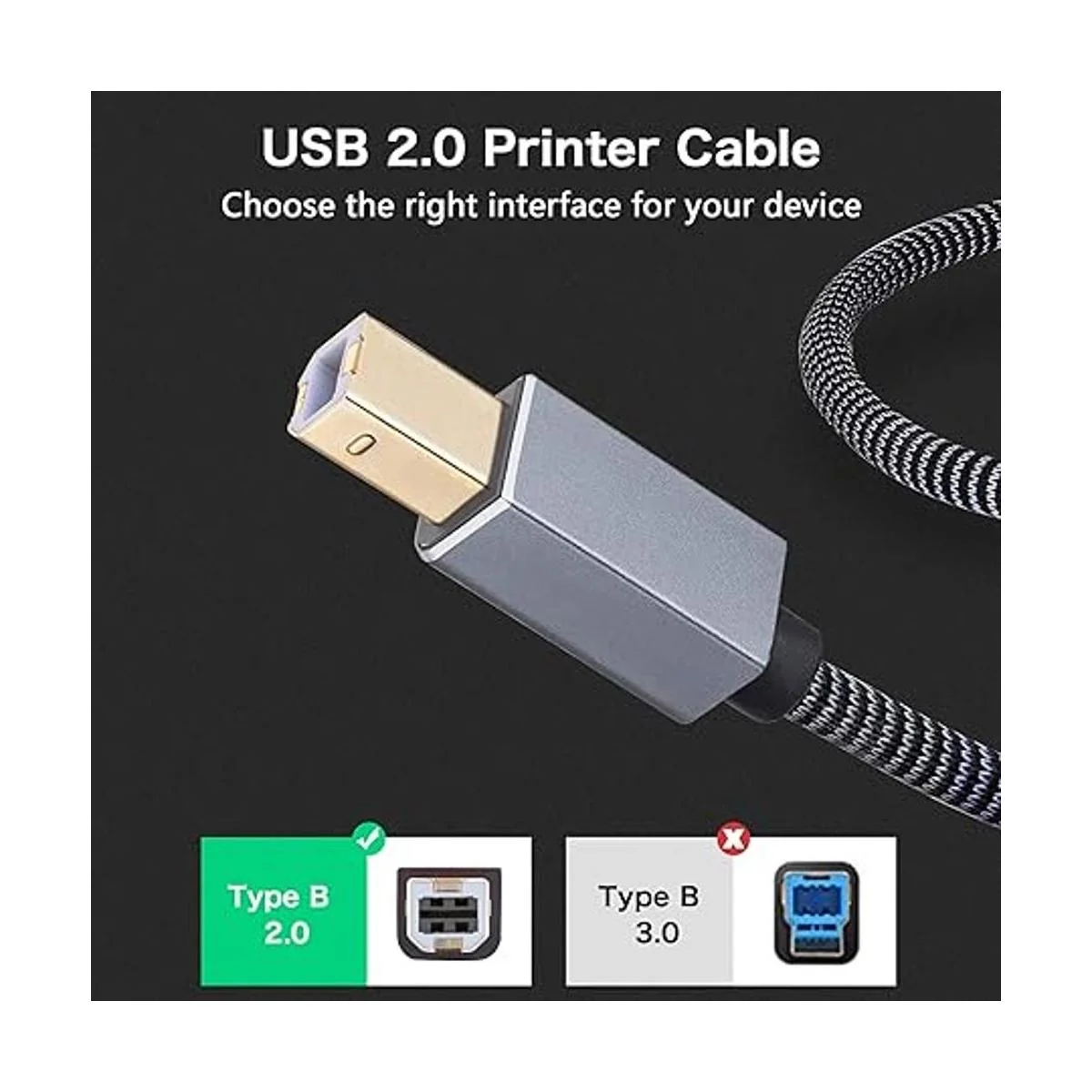 Nanxudyj Cable de impresora USB 2.0 tipo A macho a B macho_4