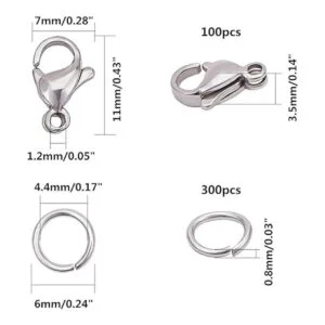 PandaHall 300 anillos de acero inoxidable 304 de 0.173 in_2