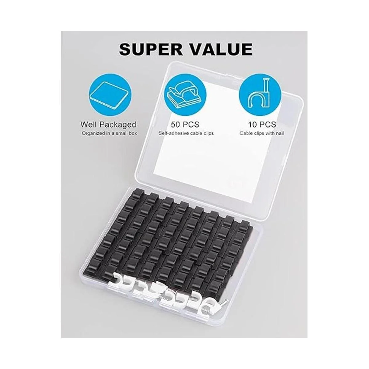 60 clips adhesivos para cables clips de alambre de pared_2