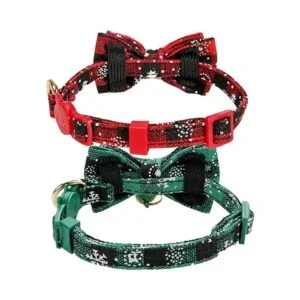 Collar de Navidad con pajarita de gato con campana_4