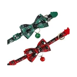 Collar de Navidad con pajarita de gato con campana_3