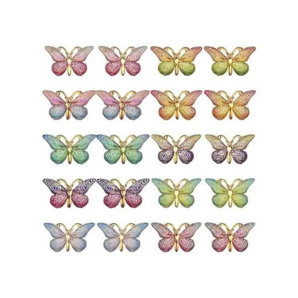 20pcs colorido 3D mariposa encantos plástico mariposa_1