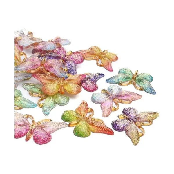20pcs colorido 3D mariposa encantos plástico mariposa_4