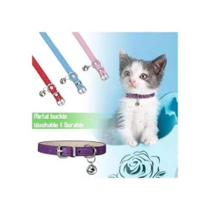 6 collares de cuero para mascotas con campana suaves y_4