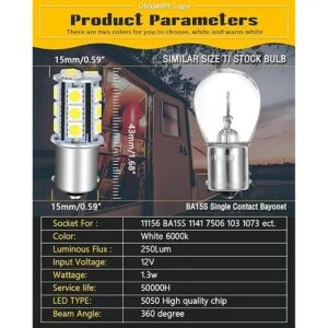 UNXMRFF Bombilla LED 1156 blanca superbrillante 1073 1003_3