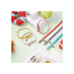 6 collares de cuero para mascotas con campana suaves y_7