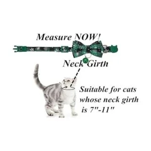 Collar de Navidad con pajarita de gato con campana_5