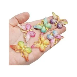 20pcs colorido 3D mariposa encantos plástico mariposa_7