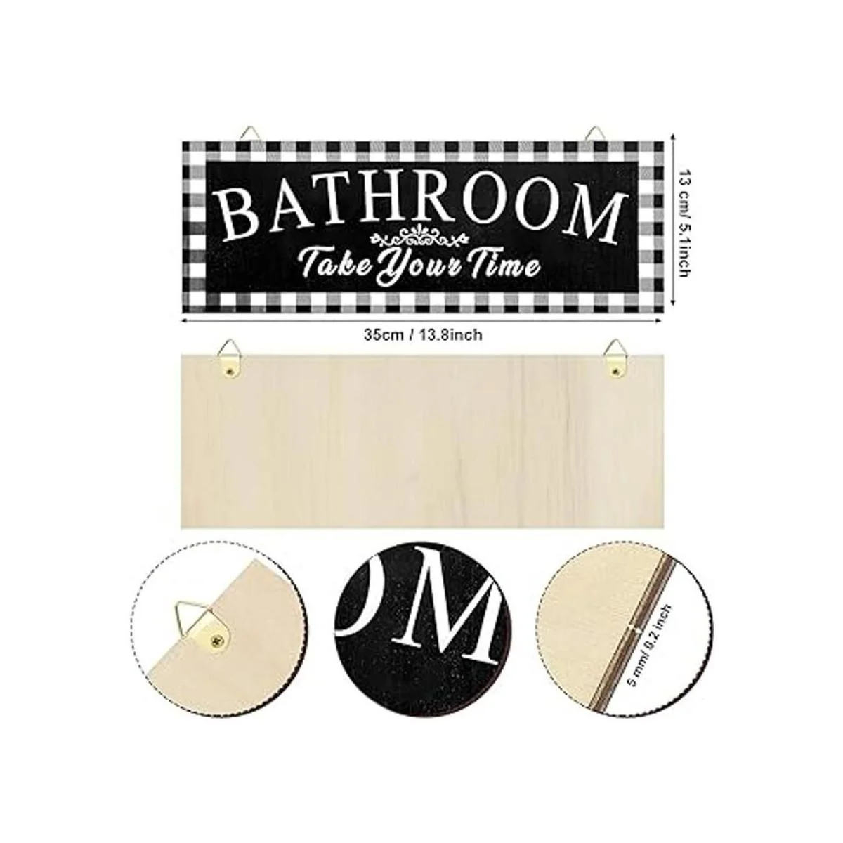 Cartel de madera vintage para baño con diseño de búfalo a_2