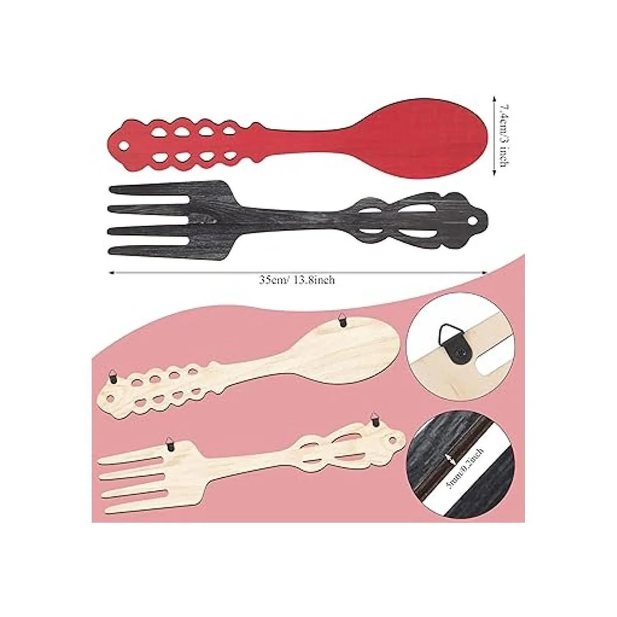 Jetec 2 piezas de tenedor grande y cuchara decoración de_2