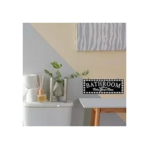 Cartel de madera vintage para baño con diseño de búfalo a_3