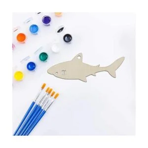 Adornos colgantes de madera en forma de tiburón con_7