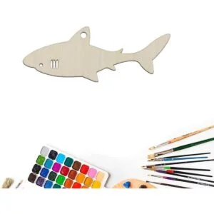 Adornos colgantes de madera en forma de tiburón con_3