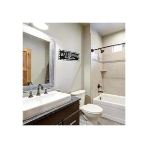 Cartel de madera vintage para baño con diseño de búfalo a_5