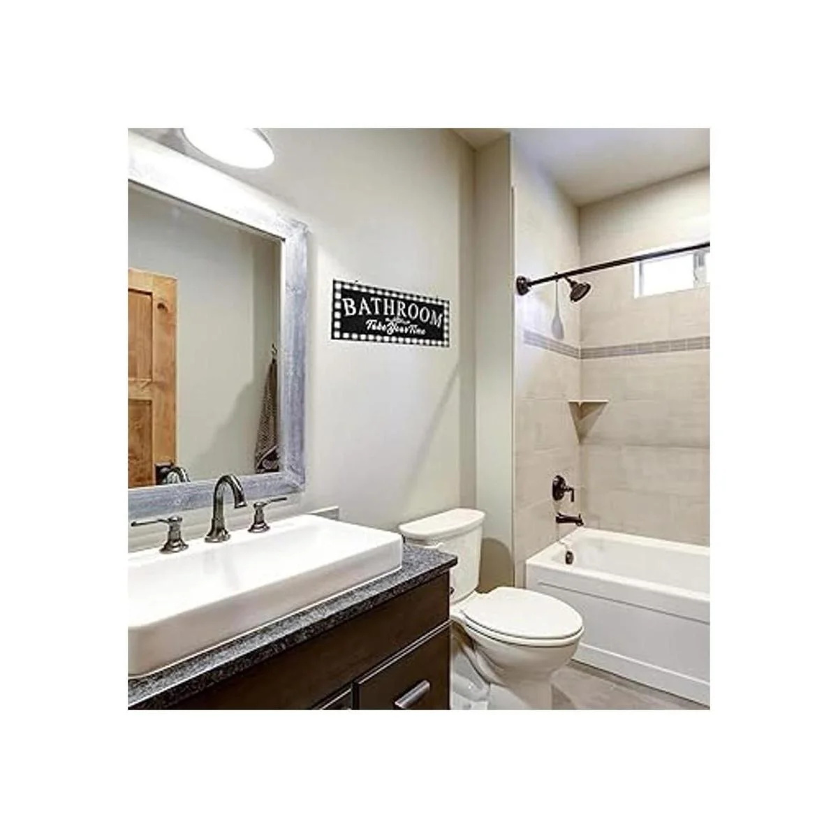 Cartel de madera vintage para baño con diseño de búfalo a_5