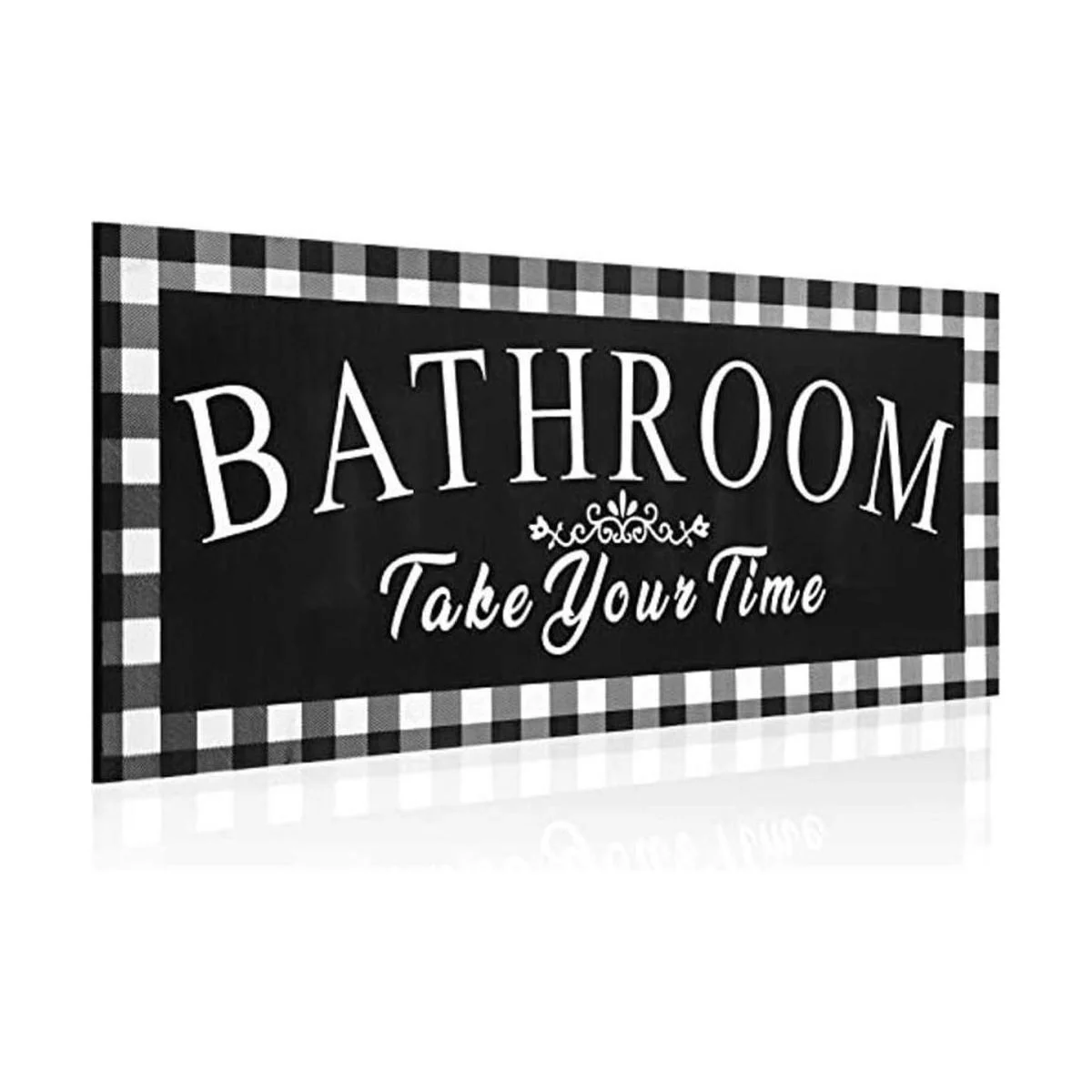 Cartel de madera vintage para baño con diseño de búfalo a_1