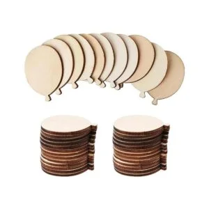 Creaides 50 piezas mini globos de madera DIY recortes de_1