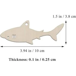 Adornos colgantes de madera en forma de tiburón con_2