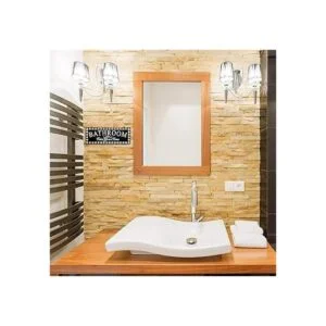 Cartel de madera vintage para baño con diseño de búfalo a_4