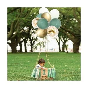 Globos de fiesta verdes y dorados 50 globos de confeti_3