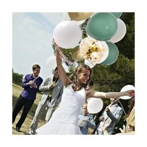 Globos de fiesta verdes y dorados 50 globos de confeti_4