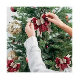 SIMISI RIBBON Lazo de arpillera rústica a cuadros de_4