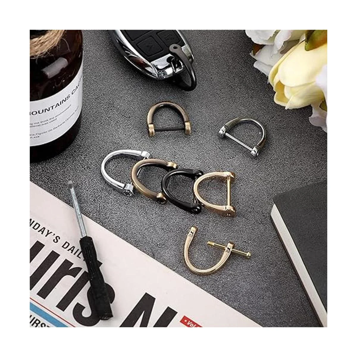 16 anillos en D con grillete de coche anillos con_4