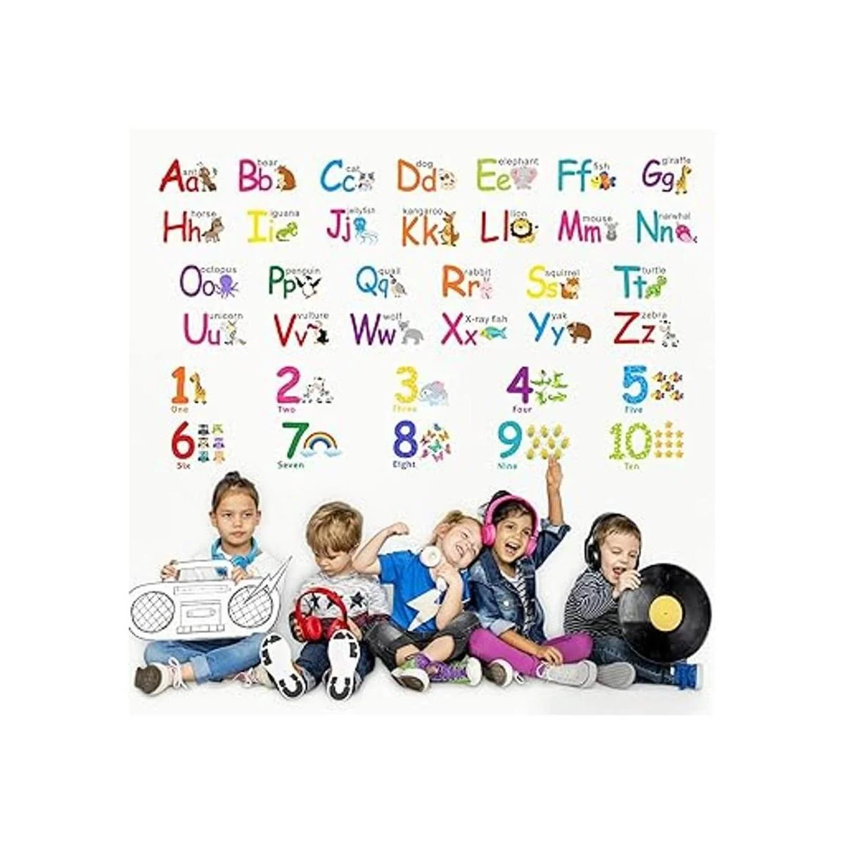 6 hojas de alfabeto pegatinas de pared para niños pequeños_6