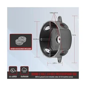 ENERLITES EN4575 Caja de salida redonda resistente a la_2