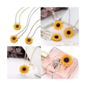 Honbay 60 abalorios de girasol con parte trasera plana de_6