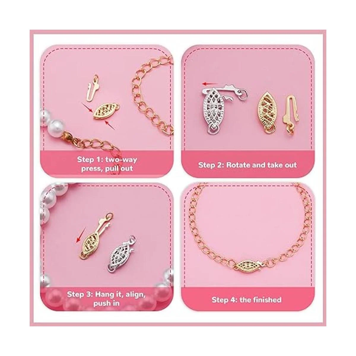 4 piezas de perlas de filigrana de cierre de collar de_3