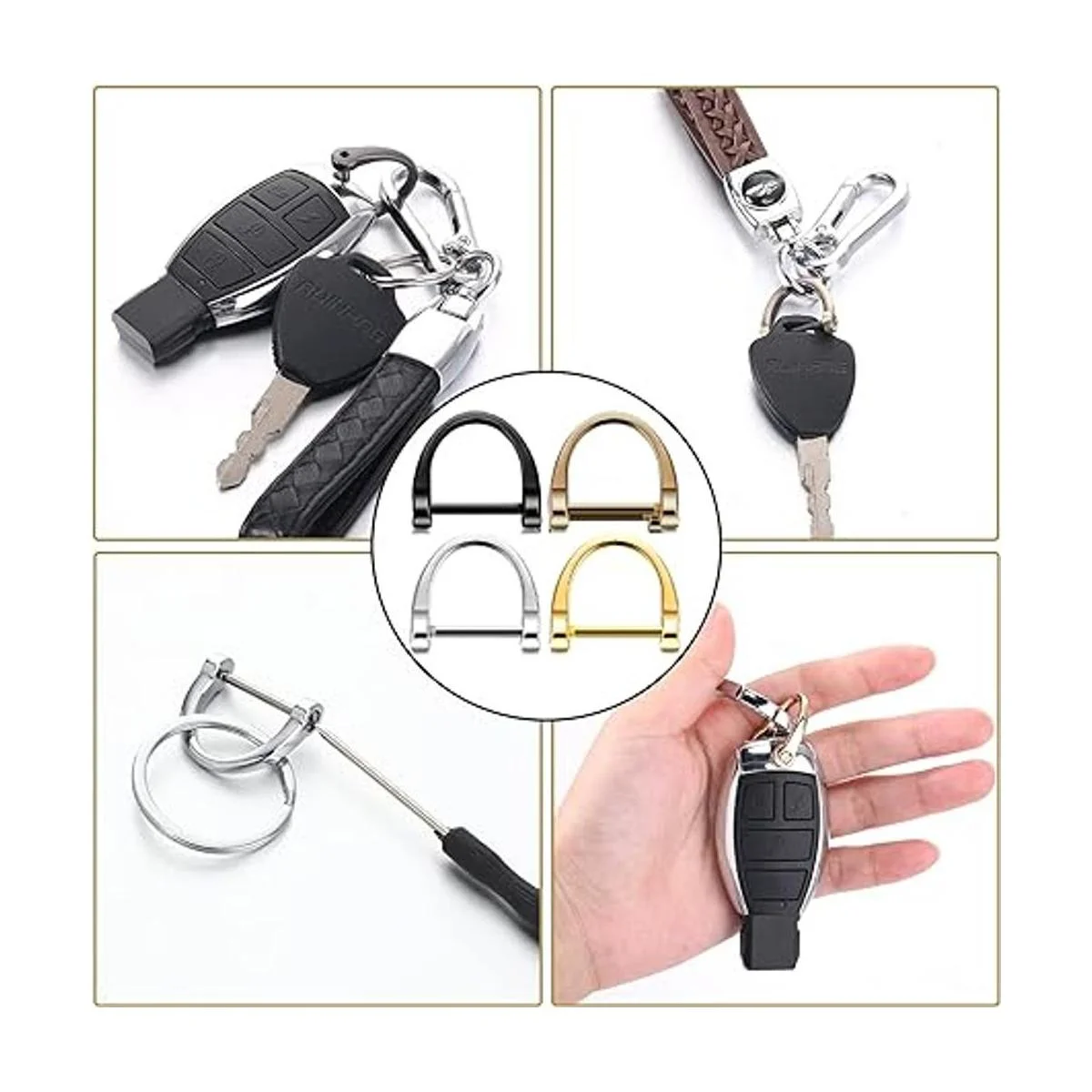 16 anillos en D con grillete de coche anillos con_5