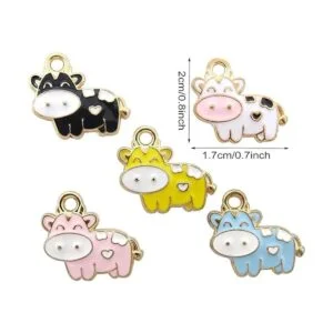 Honbay 50 colgantes lindos de la vaca del esmalte para la_2