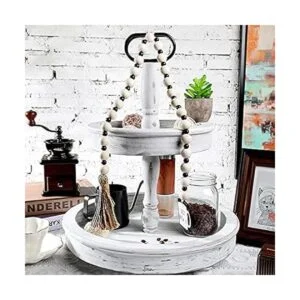 Guirnalda de cuentas de madera rústica de café con borla_5