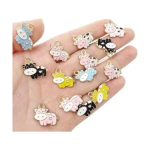 Honbay 50 colgantes lindos de la vaca del esmalte para la_3