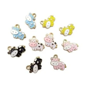 Honbay 50 colgantes lindos de la vaca del esmalte para la_4