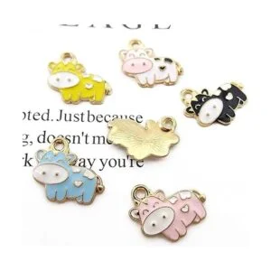 Honbay 50 colgantes lindos de la vaca del esmalte para la_5