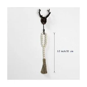 CVHOMEDECO. Guirnalda de cuentas de madera con borlas 3_6