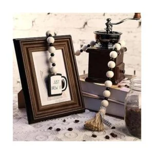 Guirnalda de cuentas de madera rústica de café con borla_2