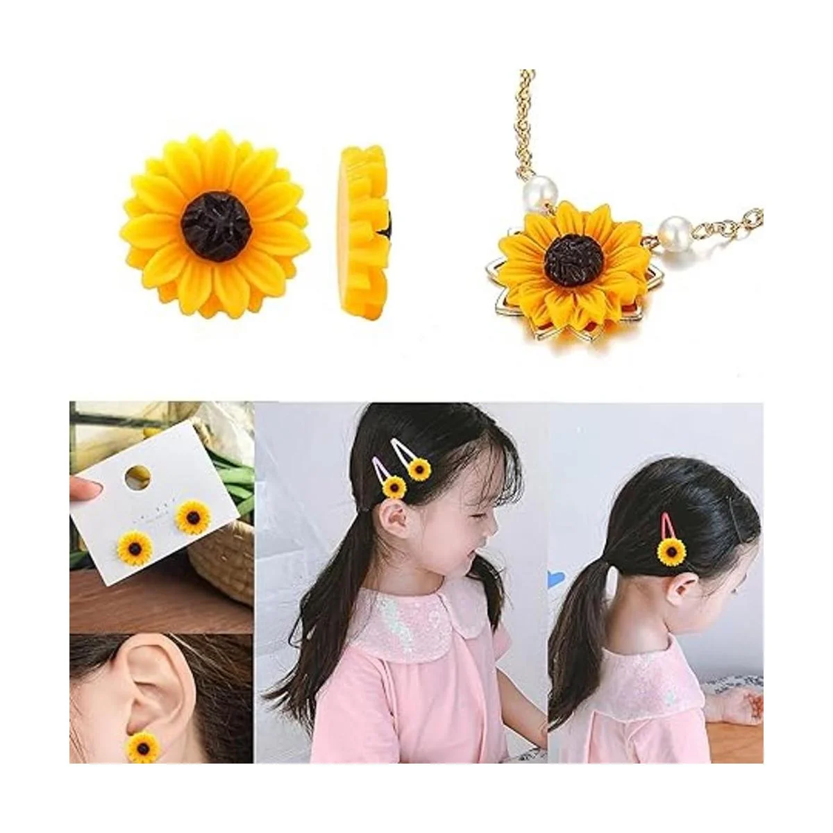 Honbay 60 abalorios de girasol con parte trasera plana de_5