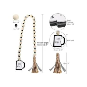 Guirnalda de cuentas de madera rústica de café con borla_6