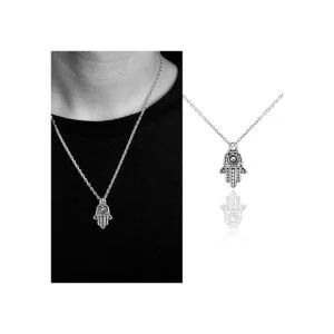 100pcs Plata Antigua Hamsa Mano Encantos de Mano de Fátima_5