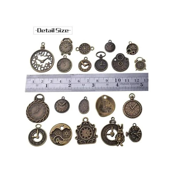 20 piezas de bronce antiguo reloj de la cara encantos_3