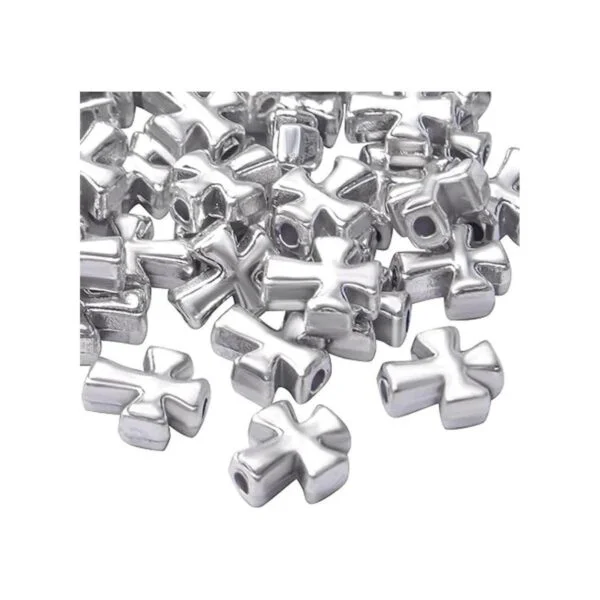 50pcs de plata antigua cruz espaciador perlas tibetanas de_4