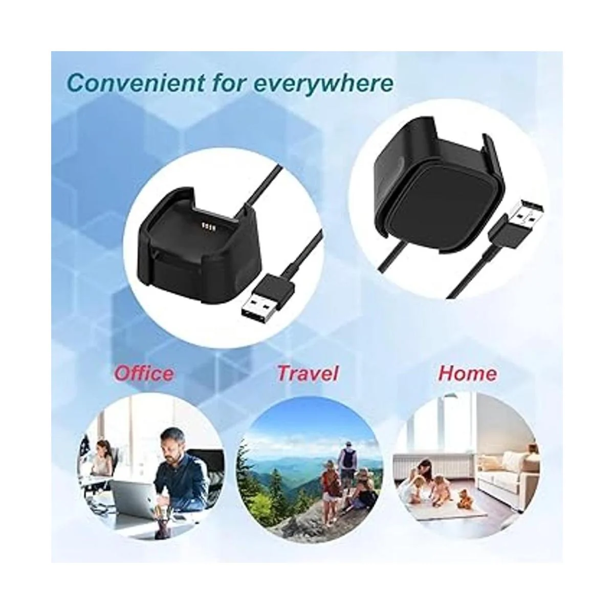 ExMRAT Cable de carga USB para Fitbit Versa 2 no para_2