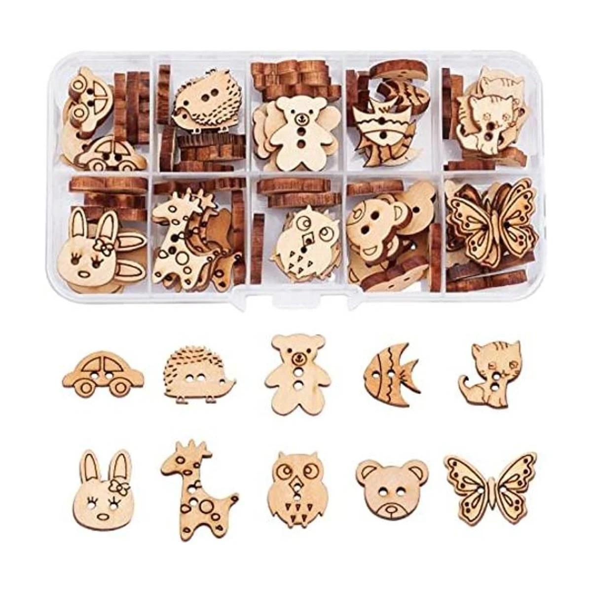 arricraft 100 botones de costura de madera estilo animal_1