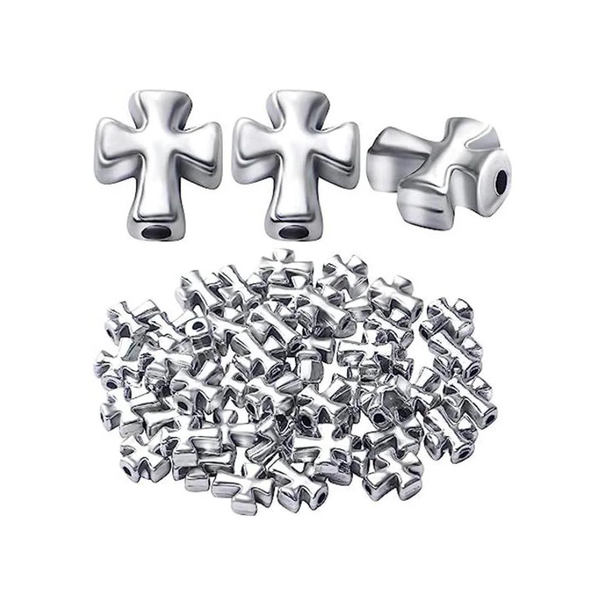 50pcs de plata antigua cruz espaciador perlas tibetanas de_1