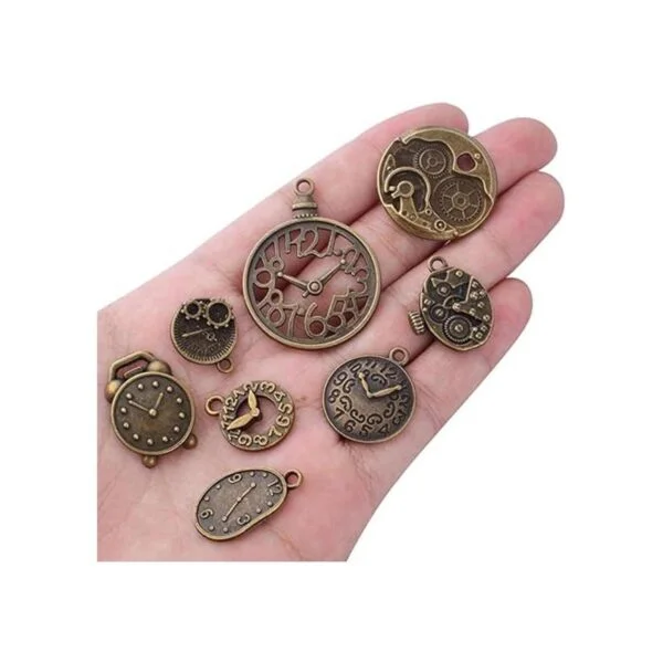 20 piezas de bronce antiguo reloj de la cara encantos_7