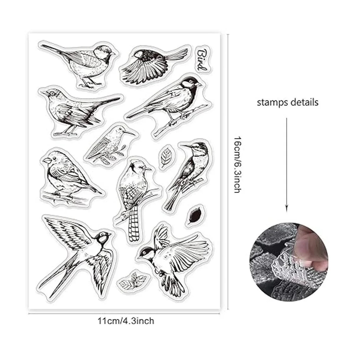 ORIGACH Sellos transparentes realistas de pájaros TPR_2