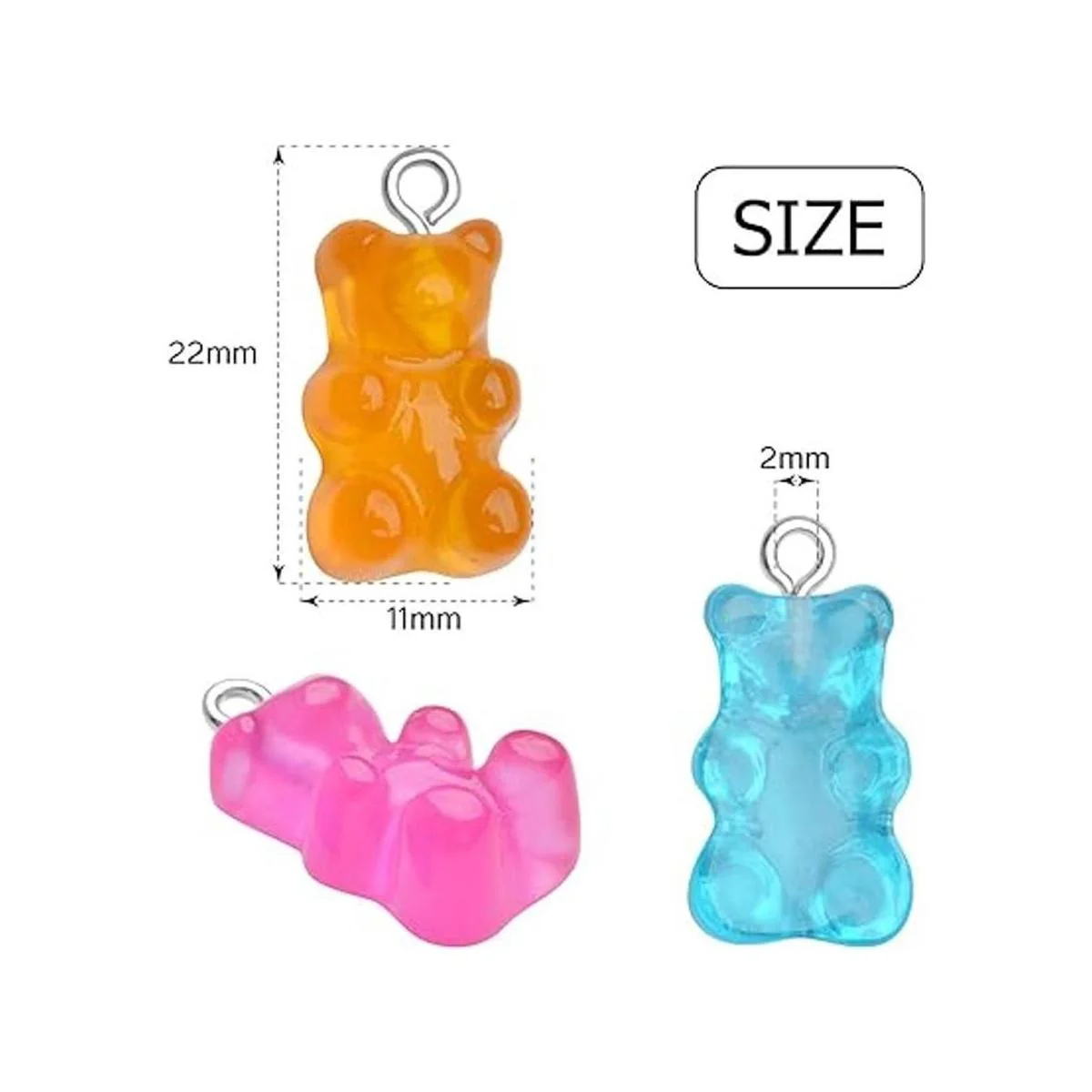 Colgante de oso de gomas 16 piezas de resina de oso de_3